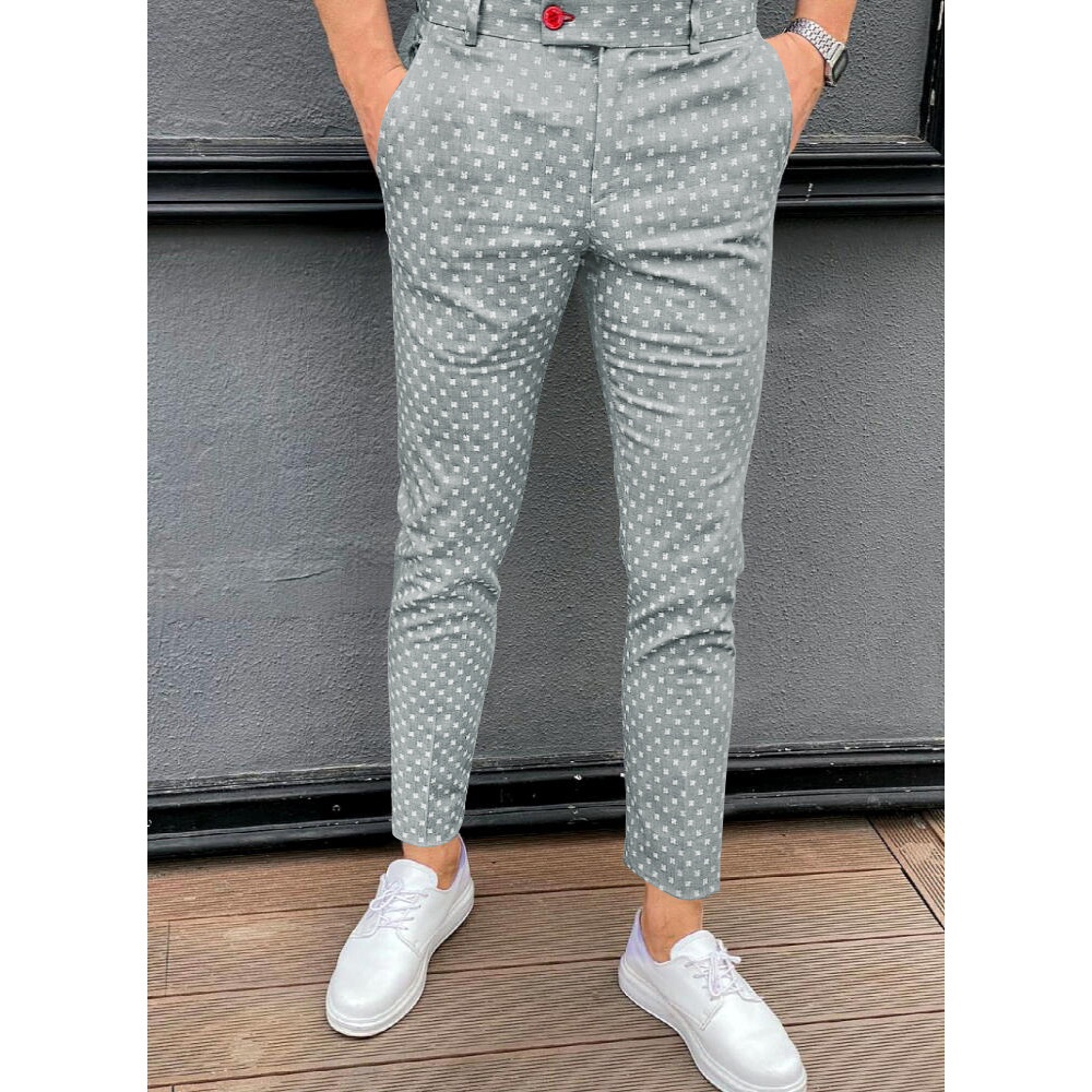 Pantaloni da completo da uomo nuovi Pantaloni formali da lavoro di alta qualità con stampa a pois Pantaloni casual slim fit da uomo_voghion.com