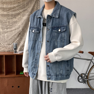2025 Spring and Autum New Style Washed Distressed Denim Vest for Men and Women, Ins Trendy Brand Loose and Versatile Waistcoat
