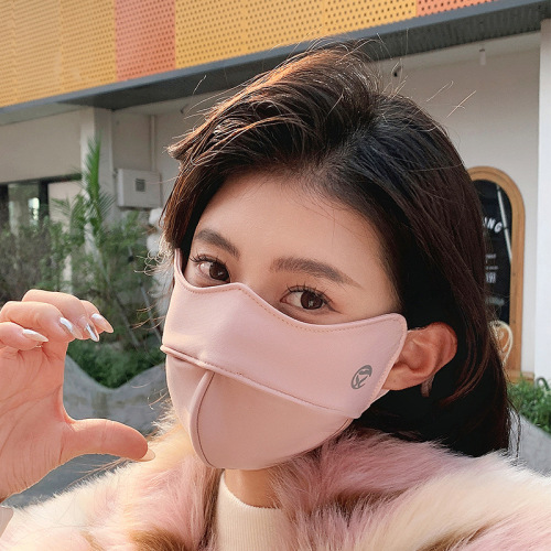 5d three-dimensional cloud-sensing plus velvet warm mask to protect eye corners for women, fishbone, makeup-free, cold-proof cycling windproof mask for autumn and winter