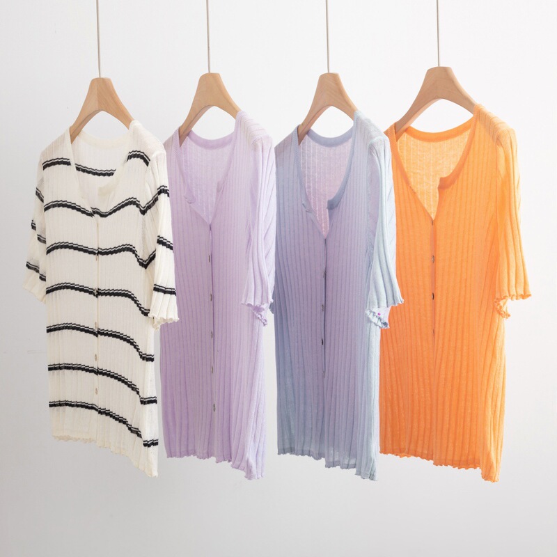 Thin Knitted Lightweight Breathable Tencel Linen Short-Sleeve Cardigan, Loose Fit, Large Size, New Summer Style, Direct from Factory, in Stock