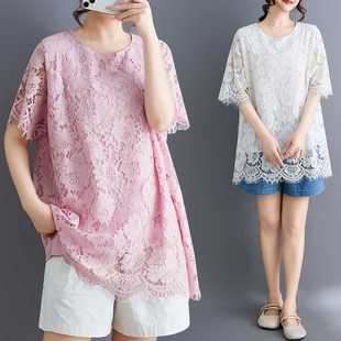 Real Stock 2025 Japanese and Korean Plus-Size Multi-Color Artistic Loose Slimming Lace Eyelash Trim Top for Women