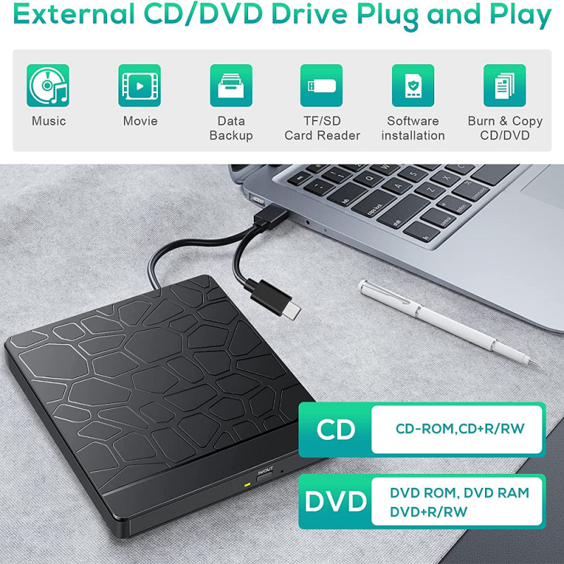 Hub 2-1外付け光学ドライブ付きノートpcレコーダー5-1多機能モバイルdvdレコーダー|undefined