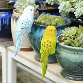 鹦鹉摆件花园院子盆栽跨境田园风盆挂制品装饰品动物树脂工艺品
