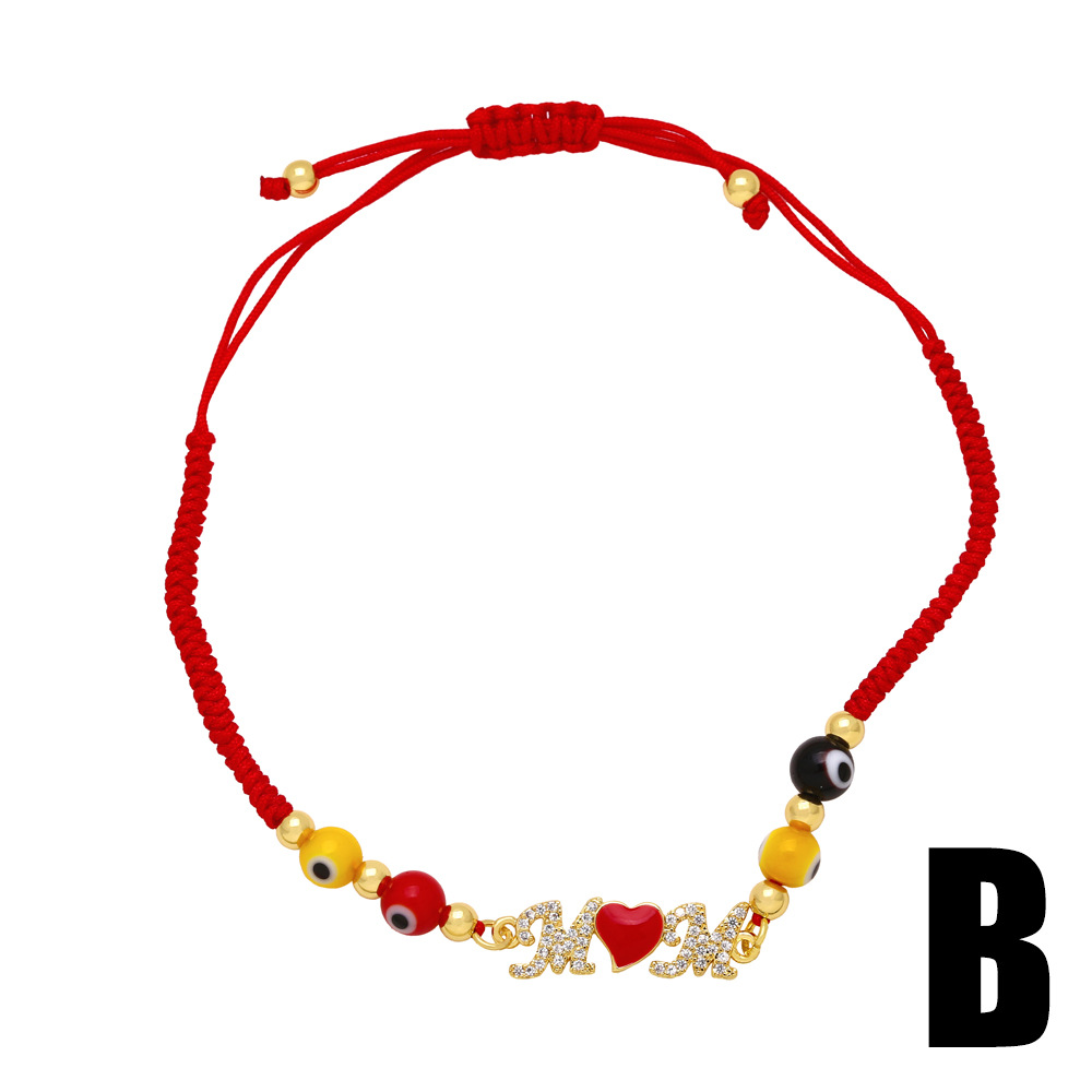 Fashion Letter Heart Shape Copper Inlay Zircon Bracelets 1 Piece