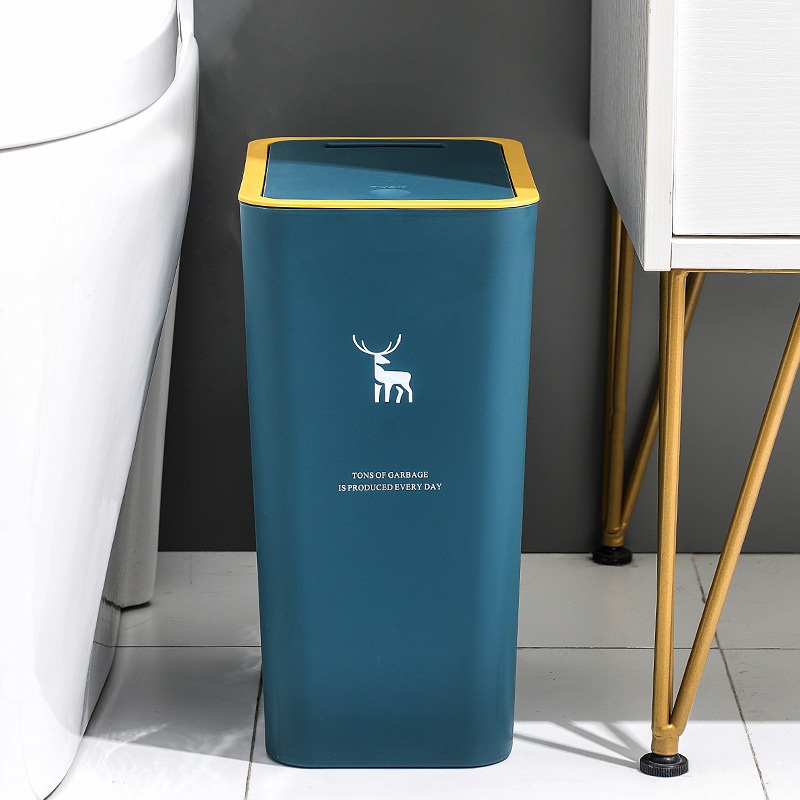 Trash Can for Kitchen and Living Room, Large Garbage Bin, Narrow Gap Plastic Bin with Lid for Bathroom, Kitchen Storage Trash Can