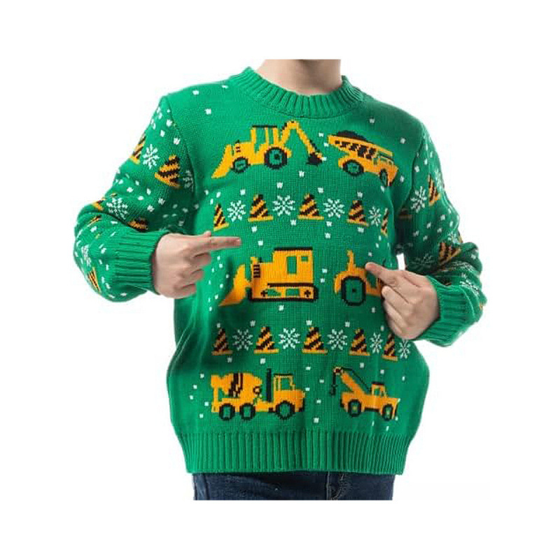 包邮秋冬外贸跨境欧美圣诞节儿童纯棉男宝宝针织衫小汽车长袖毛衣