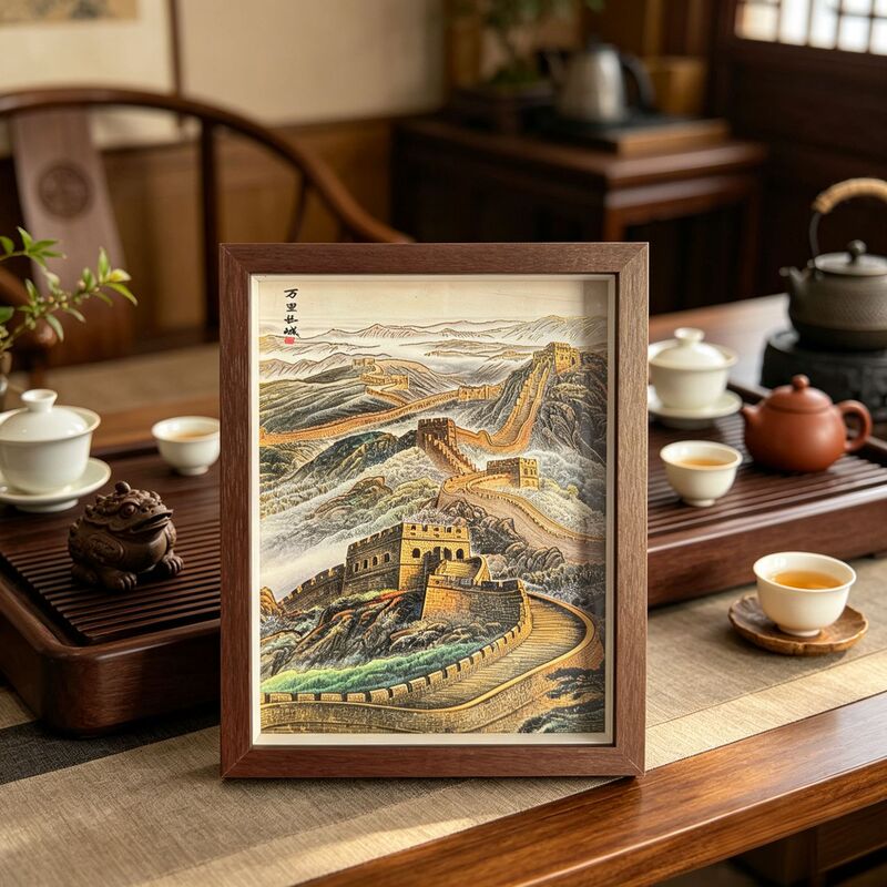 Great Wall of China Display Frame, Living Room Decoration, Chinese Paper-Cutting, Housewarming Gift, Opening Ceremony Gift, Light Luxury, Niche Great Wall of China Display Frame, Living Room Decoration, Chinese Paper-Cutting, Housewarming Gift, Opening Ceremony Gift, Light Luxury, Niche