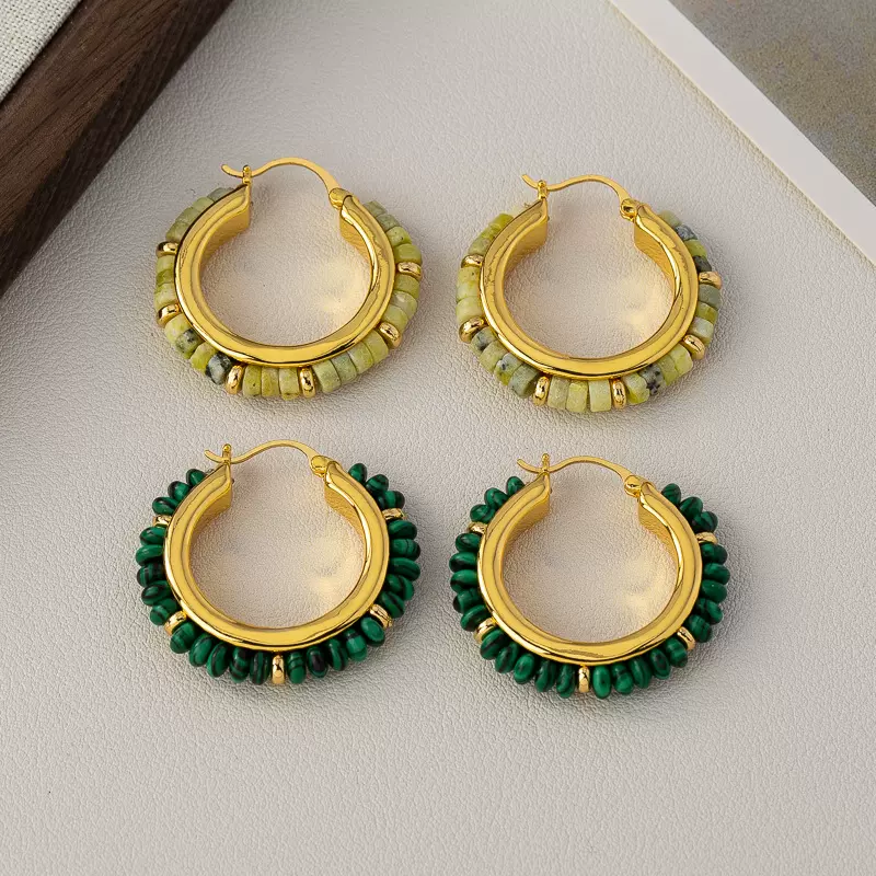 复古小众民族风耳环撞色设计耳圈个性高级感耳扣波西米亚风耳饰女