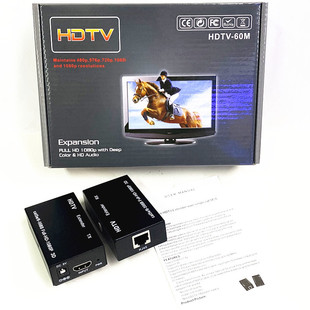 HDMI Extender 60 m RJ45 Network Cable to HDMI Extender Monitoring HD 1080P with 2 Power Supplies