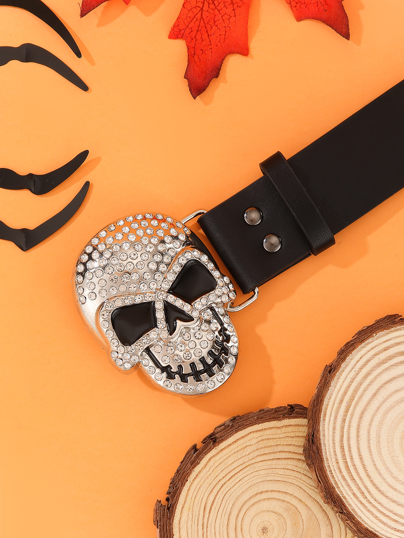 Hip-Hop Punk Skull Pu Leather Alloy Inlay Rhinestones Unisex Leather Belts display picture 10