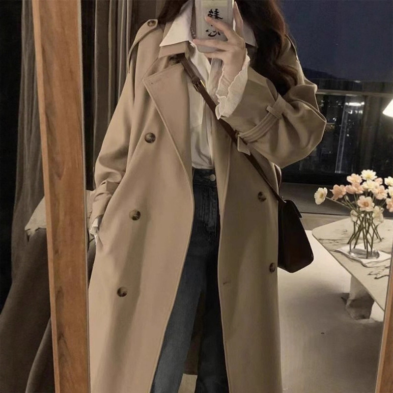 风衣外套女2025新款春秋季英伦风中长款小个子今年流行卡其色大衣|undefined