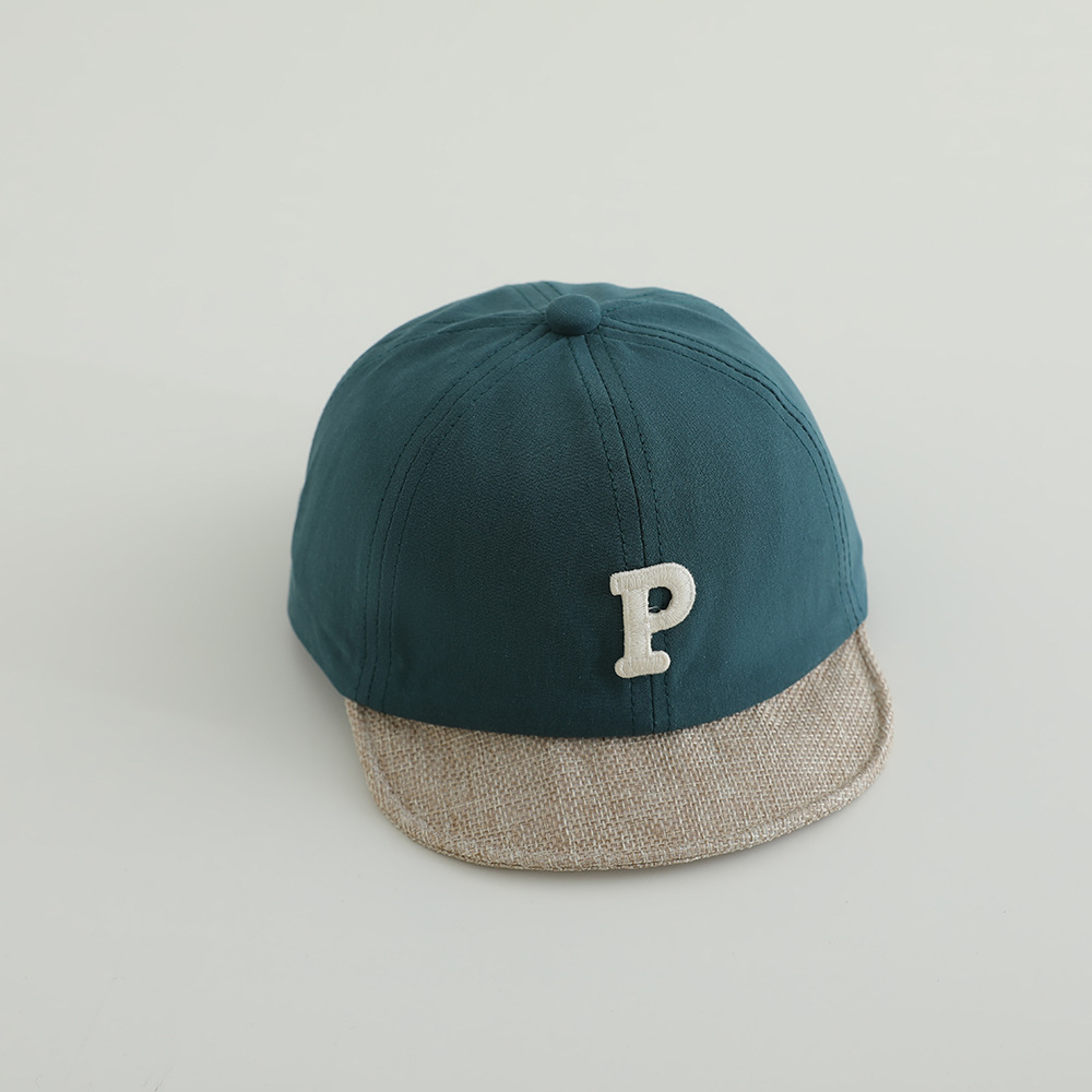Sombrero infantil de primavera y otoño de letras p, sombrero de brida suave, sombrero de béisbol casual coreano, sombrero de lengua de pato.