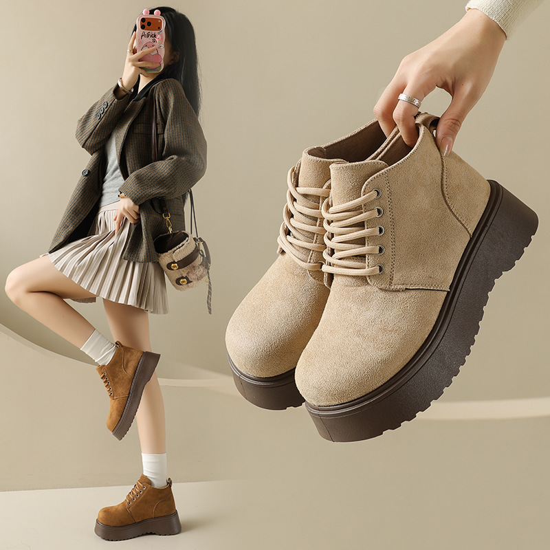 Boots Women's Trendy 2025 Autumn and Winter New British Student Women's Shoes Thick-Soled High-Top Shoes Heightening Street Style Women's Shoes Md03 Boots Women's Trendy 2025 Autumn and Winter New British Student Women's Shoes Thick-Soled High-Top Shoes Heightening Street Style Women's Shoes Md03
