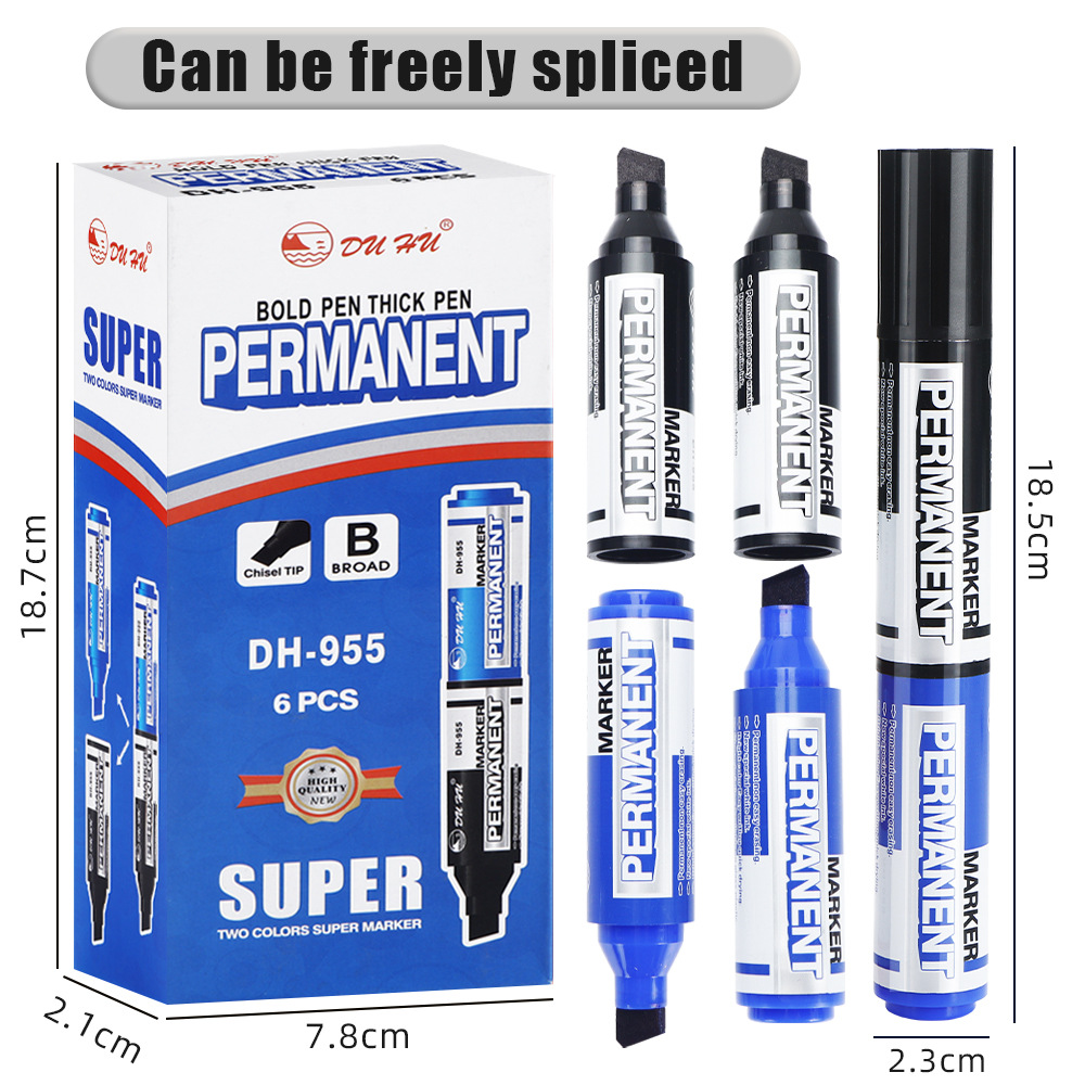 Transfronterizos 10MM pluma multi-sección marcador conjunto impermeable no se desvanece conveniente pluma de cabeza grande negro no borrable pluma negra