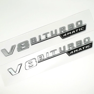 V8 Biturbo4Matic+ Door Label – Car logo - silver1-pack-regardless-of-left-and-right