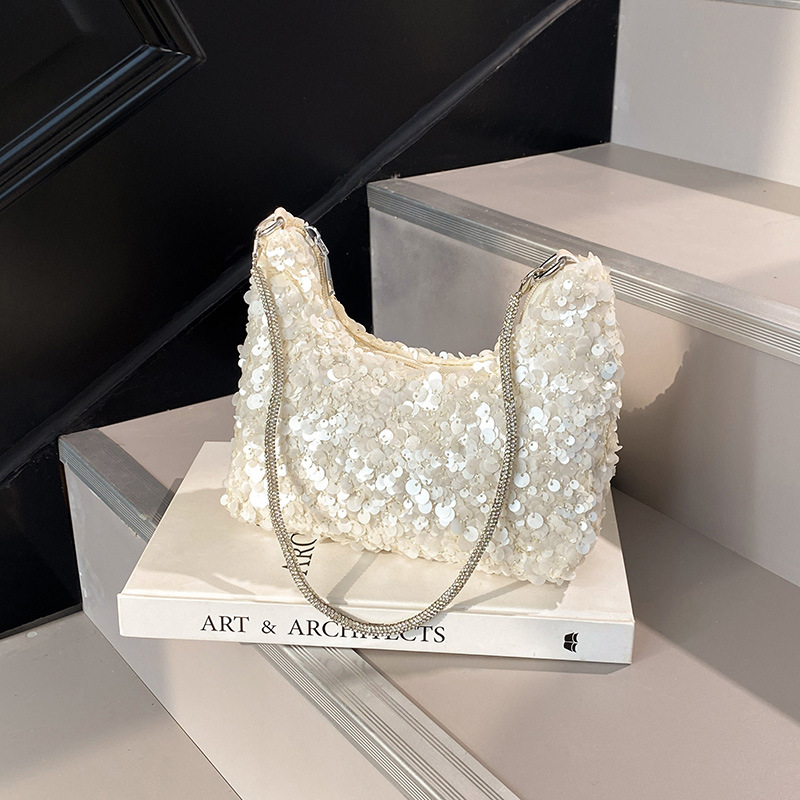 Cross-Border Personalized High-End Underarm Bag for Women 2026 New Style Elegant Shoulder Bag Niche Sequin Diamond Handbag