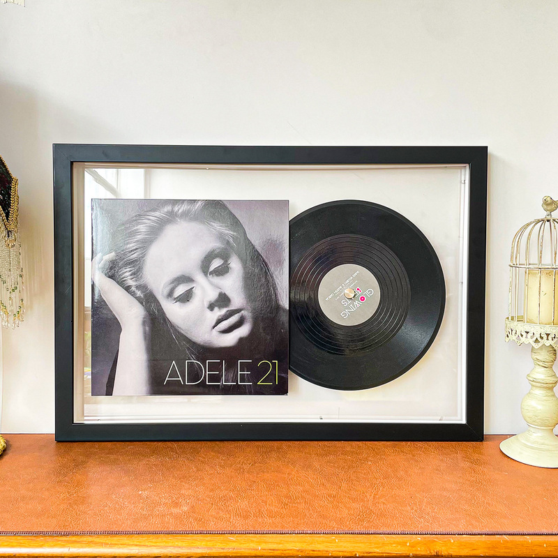 Double-Sided Transparent 12inch Vinyl Record Mounting Frame Photo Frame Music Cd Album Storage Frame Solid Wood Wall-Mounted Display Rack