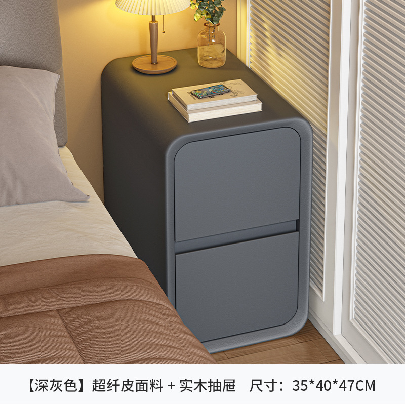 Mesita de noche estrecha de almacenamiento de noche pequeño Gabinete dormitorio crema Estilo madera maciza cajón doble gabinete lateral pequeño Gabinete hueco