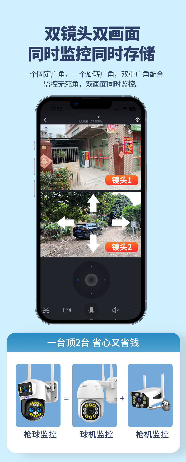 Factory wholesale intelligent surveillance cameras, 360-degree panoramic high-definition cameras, rural outdoor home monitors undefined