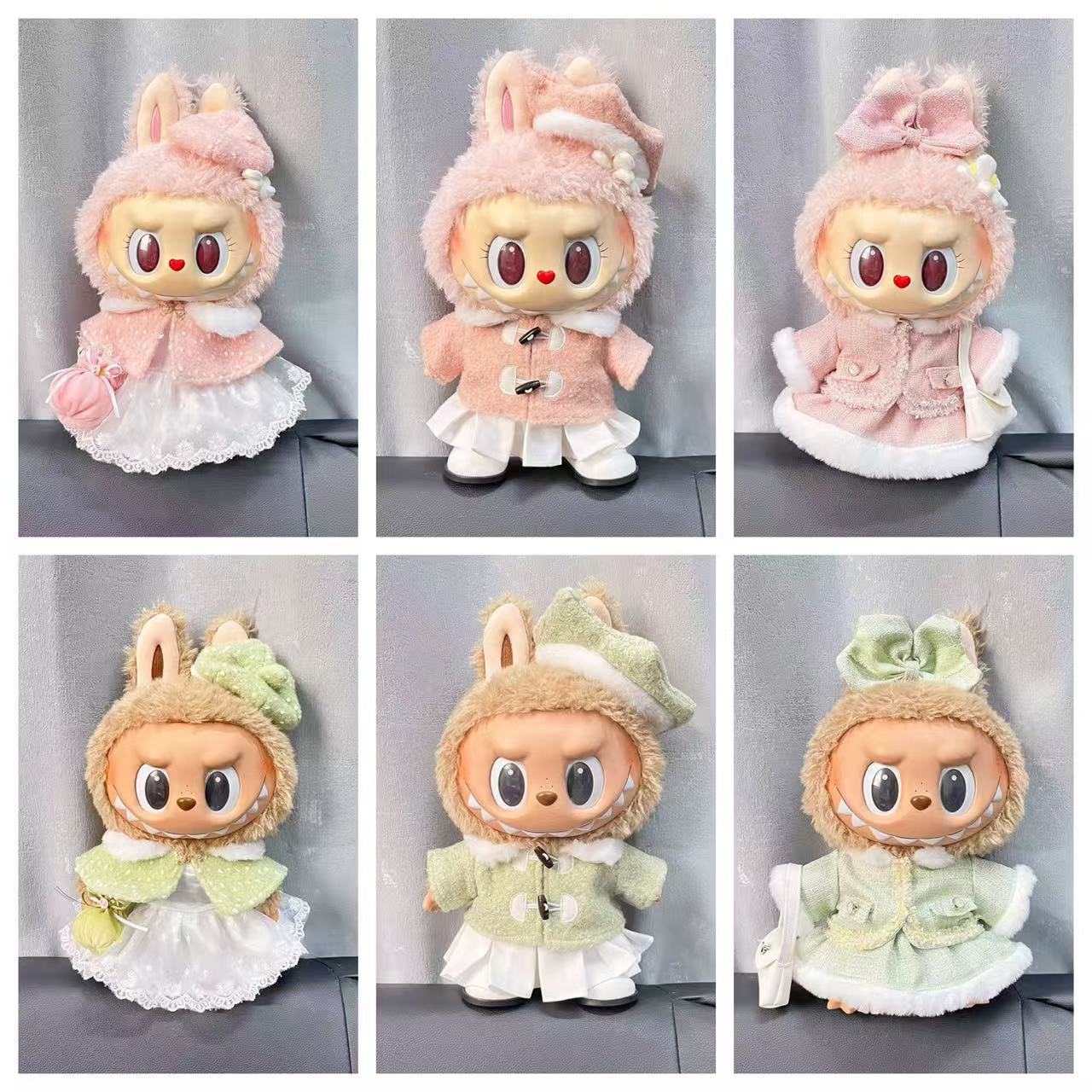 38cm Labubu Plush Doll Replacement Labubu Doll Clothes Cloak Pearl Cream Suit Mokoko Skirt