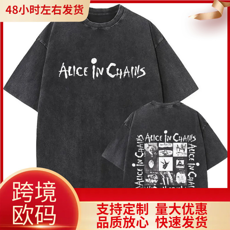 Unisex T-Shirts from Ropa Hombre, Washed Vintage Rock Band Alice in Chains Album Design