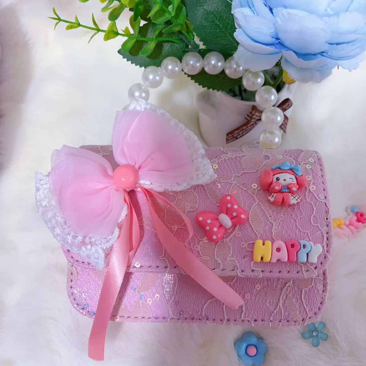 Bagos de hombro para niños primavera y verano frescos bolsos de perlas para niñas Aisha pequeña princesa bolsos de mochila de estilo extranjero