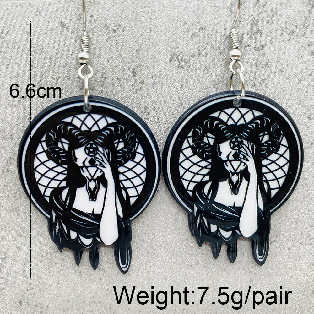10g Weight Drop Earrings Classification 1 Pair Quantity Street Occasion Acrylic Material Halloween Festival Cartoon Character Pattern Women's Gender Cartoon Style Style 1 Pair Cartoon Style Cartoon Character Arylic Drop Earrings 3