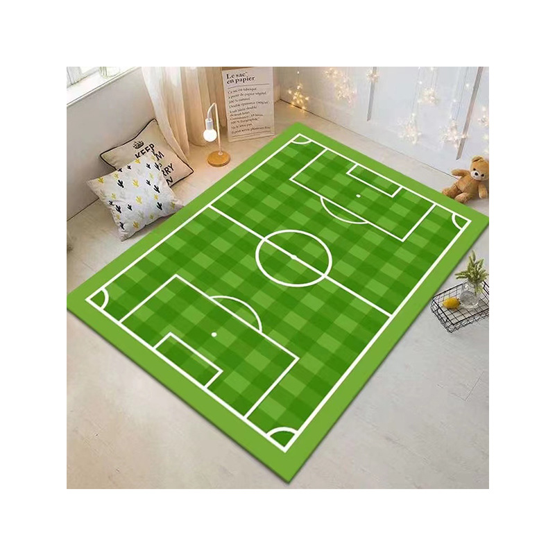 Estricta selección al por mayor transfronteriza alfombra de lana corta impresa de terciopelo de cristal alfombra de fútbol de baloncesto alfombra rectangular simple