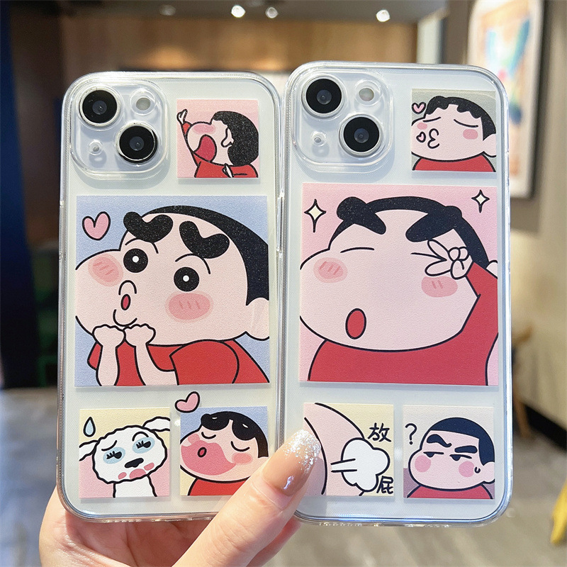 可爱卡通蜡笔小新适用苹果15promax手机壳iphone13创意男女12防摔