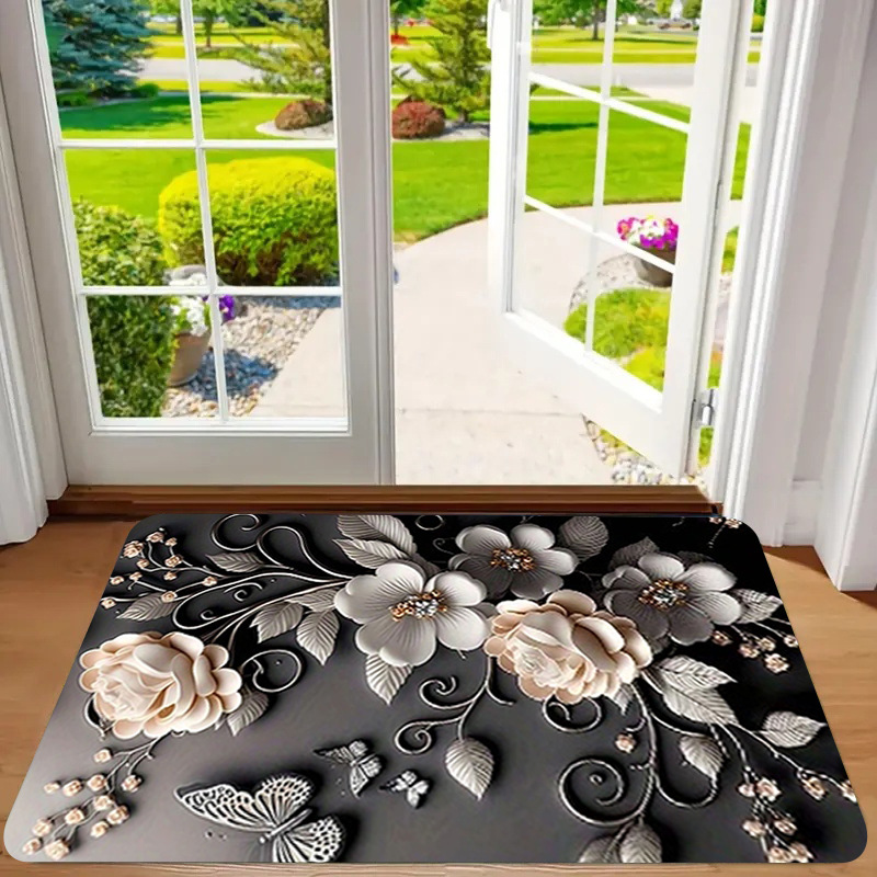 Alfombra de franela estampada, estilo playa, antideslizante, resistente a la suciedad, resistente al desgaste, alfombra para la entrada, dropshipping transfronterizo Y2.