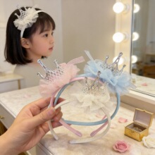 小女孩皇冠发箍儿童网纱王冠发夹蝴蝶结甜美公主生日头箍发饰批货