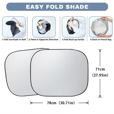 Cross-Border Car Sunshade Car Silver-Coated Sunshade Front Window Double-Circle Sunshade Printable (Sun shade) - 7178cm-pair