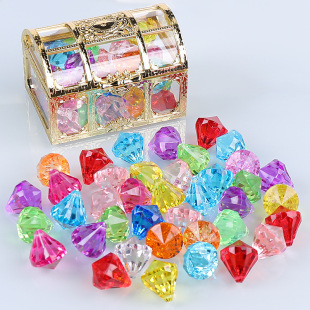 Children's Diamond Gem Toy Acrylic Seven-Color Princess Castle Treasure Imitation Crystal Girl Plastic Treasure Box
