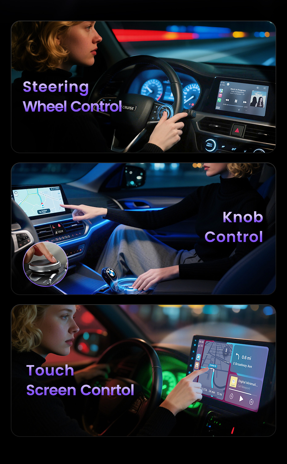 Toocki Car Wired to Wireless Carplay Apple Charging Two-In-One Smart Car-Machine Interconnection Navigation Box