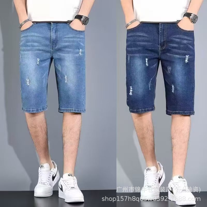 Jinniu Warehouse Summer Thin Men's Straight-Leg Trendy Loose-Fit Five-Point Shorts Stretch Washed Vintage Versatile Jeans Jinniu Warehouse Summer Thin Men's Straight-Leg Trendy Loose-Fit Five-Point Shorts Stretch Washed Vintage Versatile Jeans