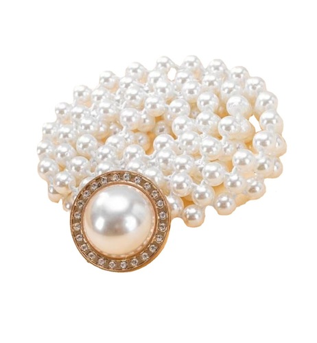 Pearl waist chain for women, jewelry, pearl braided thin belt dress, fashionable girl butterfly buckle, elegant belt