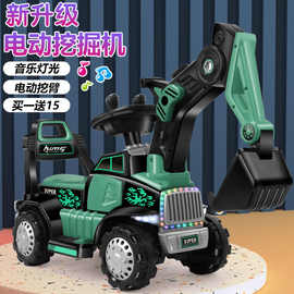 儿童挖掘机工程车男孩玩具车可坐可骑超大号勾机挖土机充电动挖机