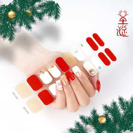 正祥跨境圣诞凝胶指甲贴定制3d半固化美甲贴欧美gel nail美甲贴纸