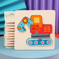 Early Childhood Educational Puzzle Blocks for Boys and Girls, Cartoon Car Wooden Puzzles for 1-2 Year Old Babies, Intelligence-Boosting Toy