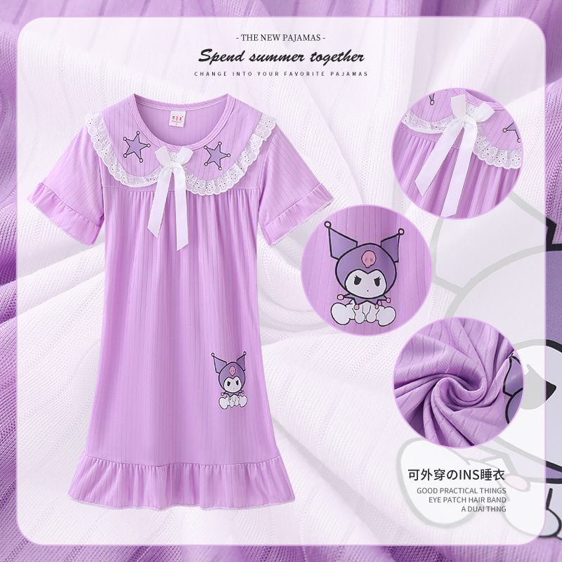Children's summer pijama, skirt, dress for princess, with short sleeve, for teenagers