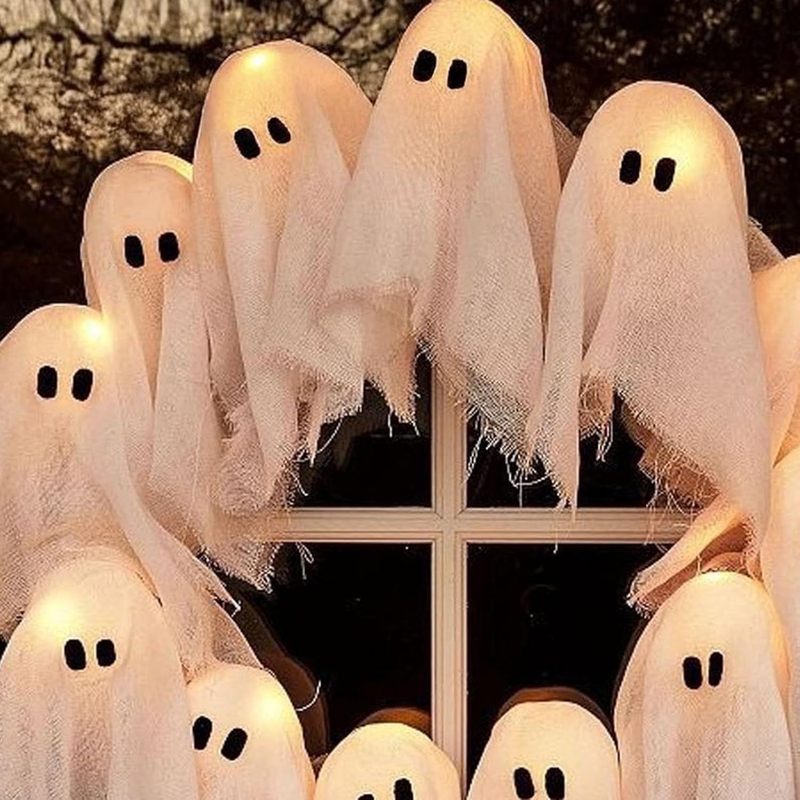 ハロウィン ゴースト リース。ライト ゴースト リースハロウィン ゴースト リース|undefined