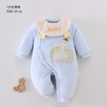 无骨新款夹棉蝴蝶衣保暖初生婴幼儿宝宝蝴蝶衣系带哈衣新生连体衣