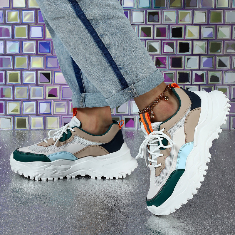 Trendy Increased Thick-soled Torre Shoes Soft-soled Comfortable Casual sneaker Mesh Breathable Multi-color Stitching Fashionable Trendy Shoes