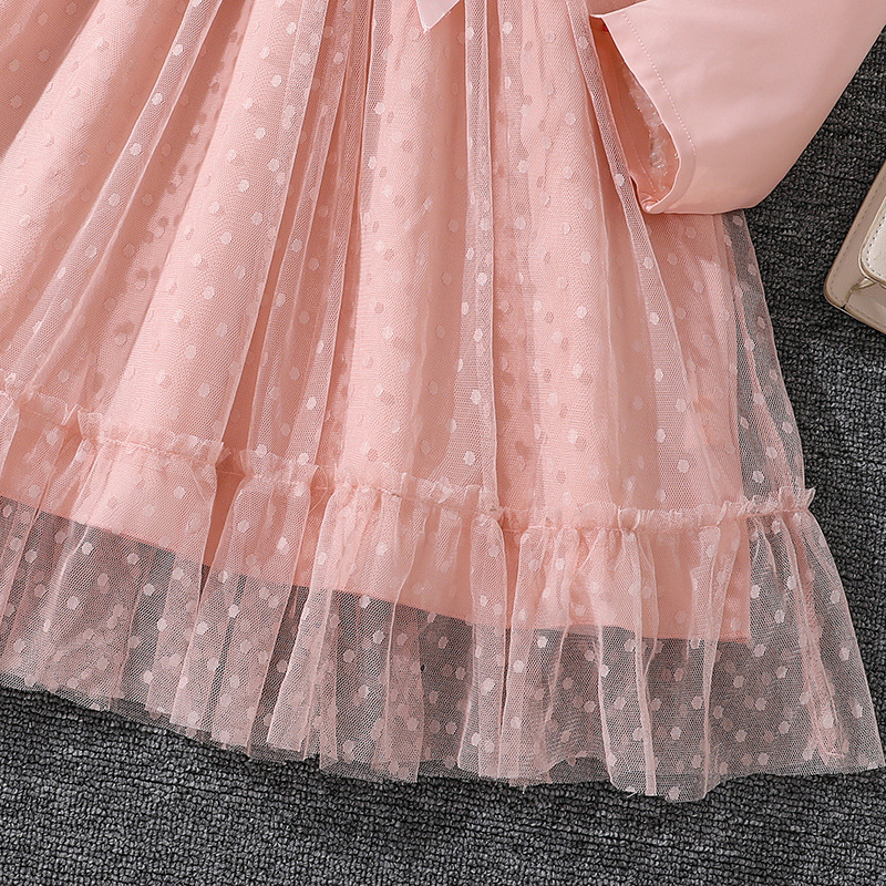 Robe fille à manches longues et dentelle pour la mi-saison_voghion.com