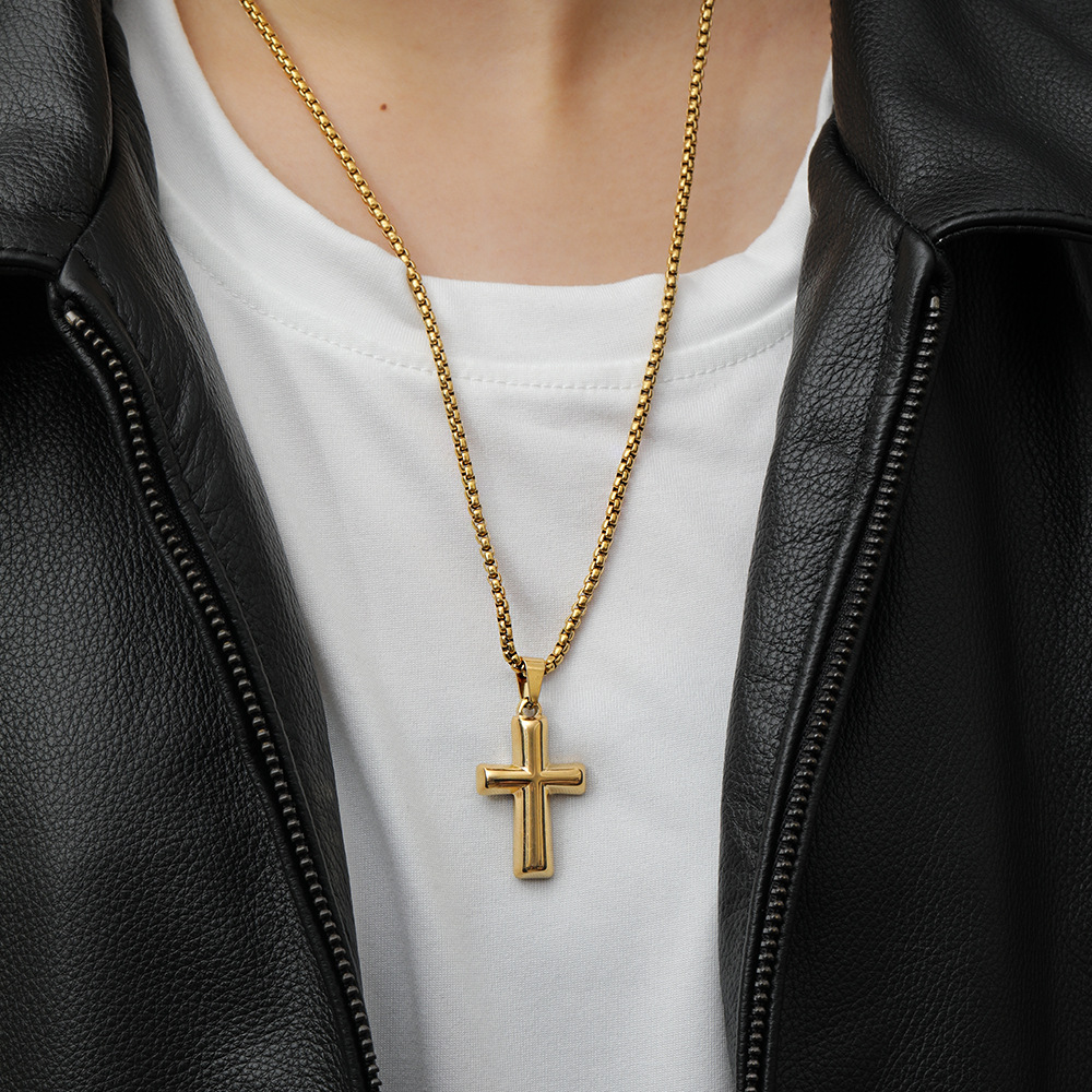 Holiday, Daily Occasion 1 Piece 304 Stainless Steel Real Gold Plated Cross Pendant