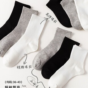 White Socks Women's Spring and Autumn Cotton Socks Summer Solid Color Black Short Socks Autumn and Winter ins Trendy Long Socks for Men