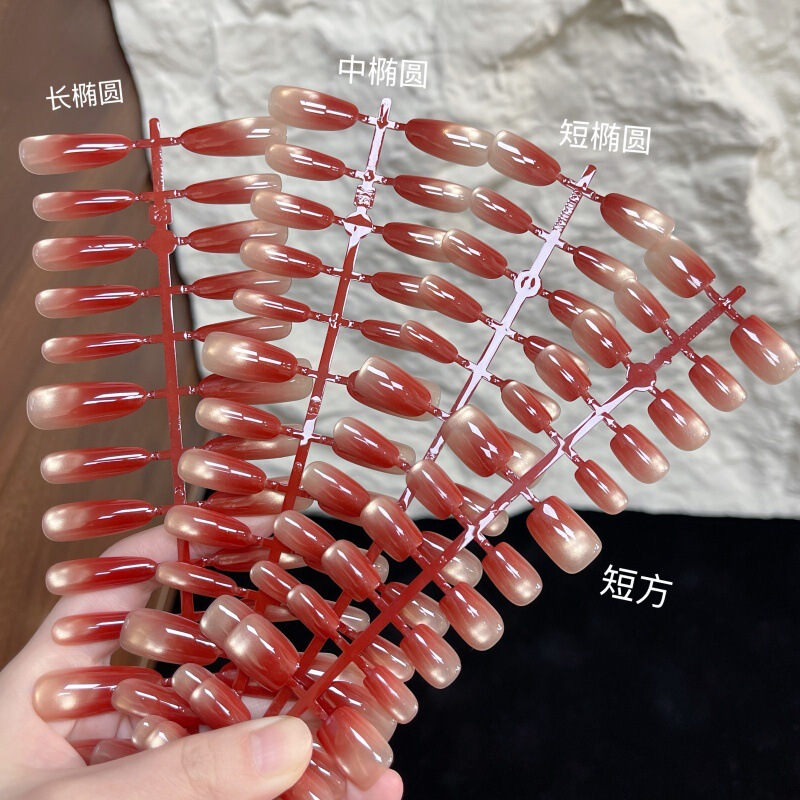 30 Pieces of Red Glass Beads, Handmade Wearable Nails, Pure Gradient Caramel Glass Beads, High-End, Versatile, Whitening and Removable
