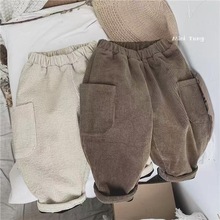 2024新款新款森系文艺范~儿童大口袋灯芯绒加绒厚保暖休闲裤男潮