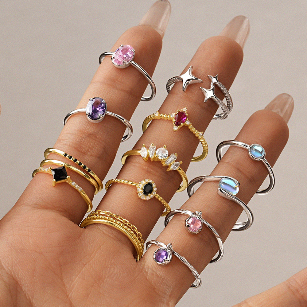 3g Weight Open Rings Classification 1 Piece Quantity Casual Occasion 925 Sterling Silver Material Geometric Pattern Women's Gender Plating Design Sweet Style 925 Sterling Silver Geometric Open Rings 8
