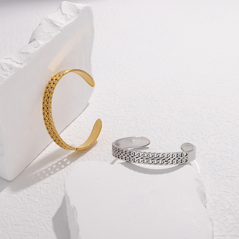 PVD Coated Gold Plating Process Real Gold Plated Plating Material Fashion Geometric 304 Stainless Steel 18K Gold Plated Stainless Steel Bracelets In Bulk